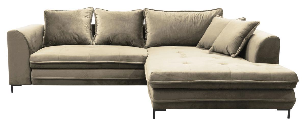 Eckschlafsofa Bello Beige Mit Schlaffunktion Ottomane Rechts - Beige/Schwarz, Design, Textil (277/187cm) - Livetastic
