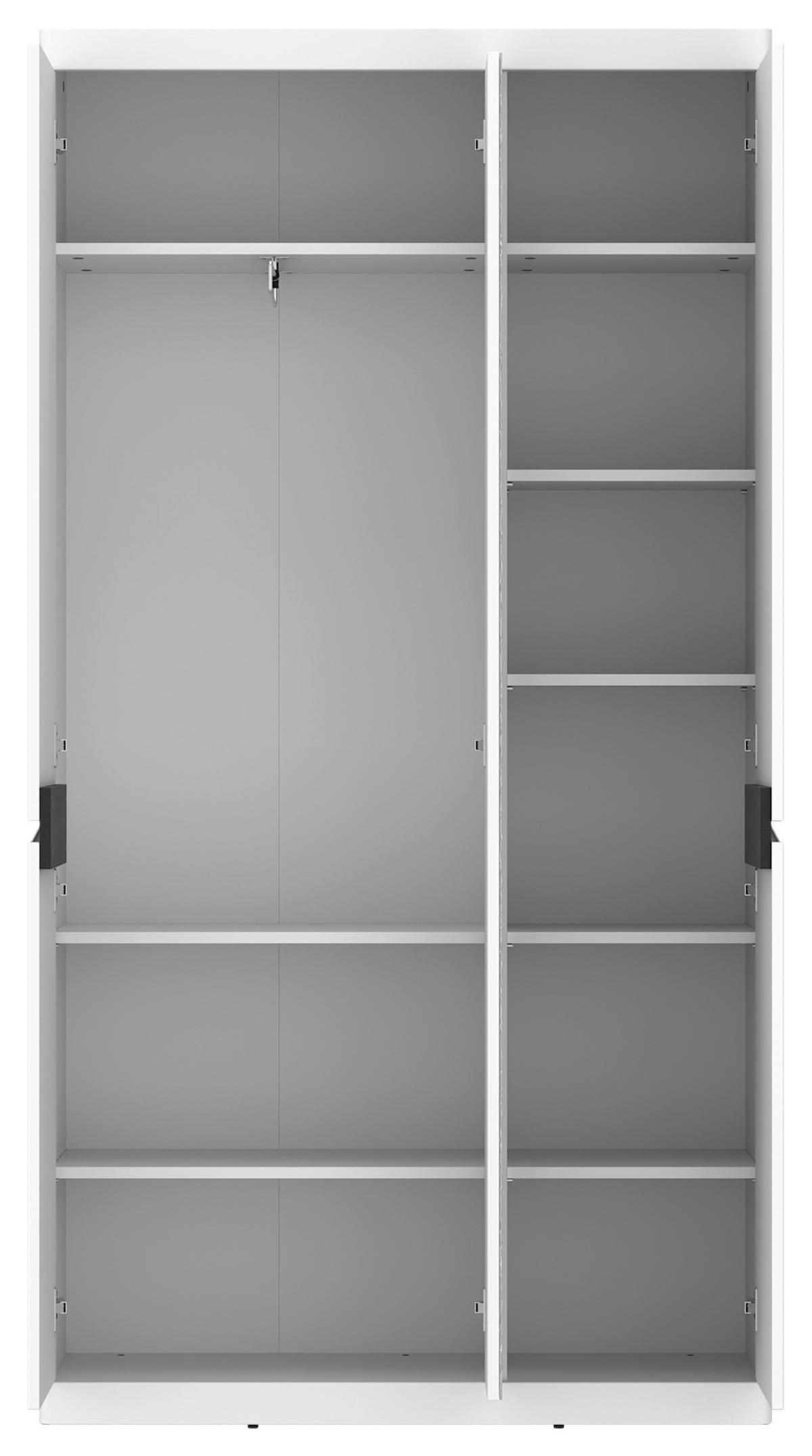 Garderobenschrank Turino Alpinweiss/grau B:103cm - Dunkelgrau/Anthrazit, Trend, Glas/Holzwerkstoff (103/196,5/39,9cm)