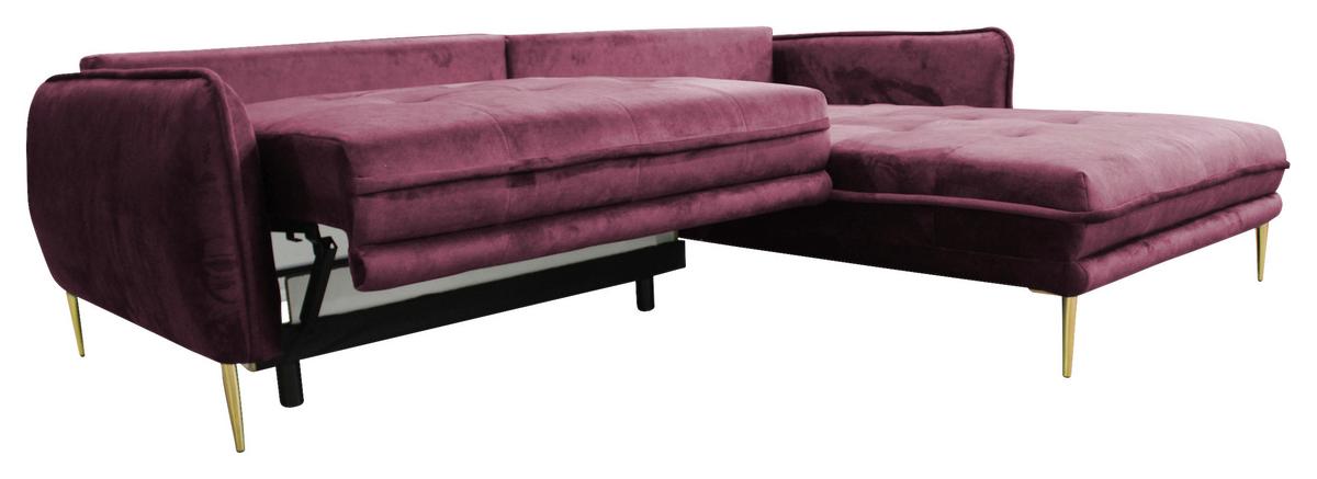 Ecksofa Whisper Weinrot S: 264x196 Cm - Weinrot/Goldfarben, Design, Textil (264/196cm) - MID.YOU
