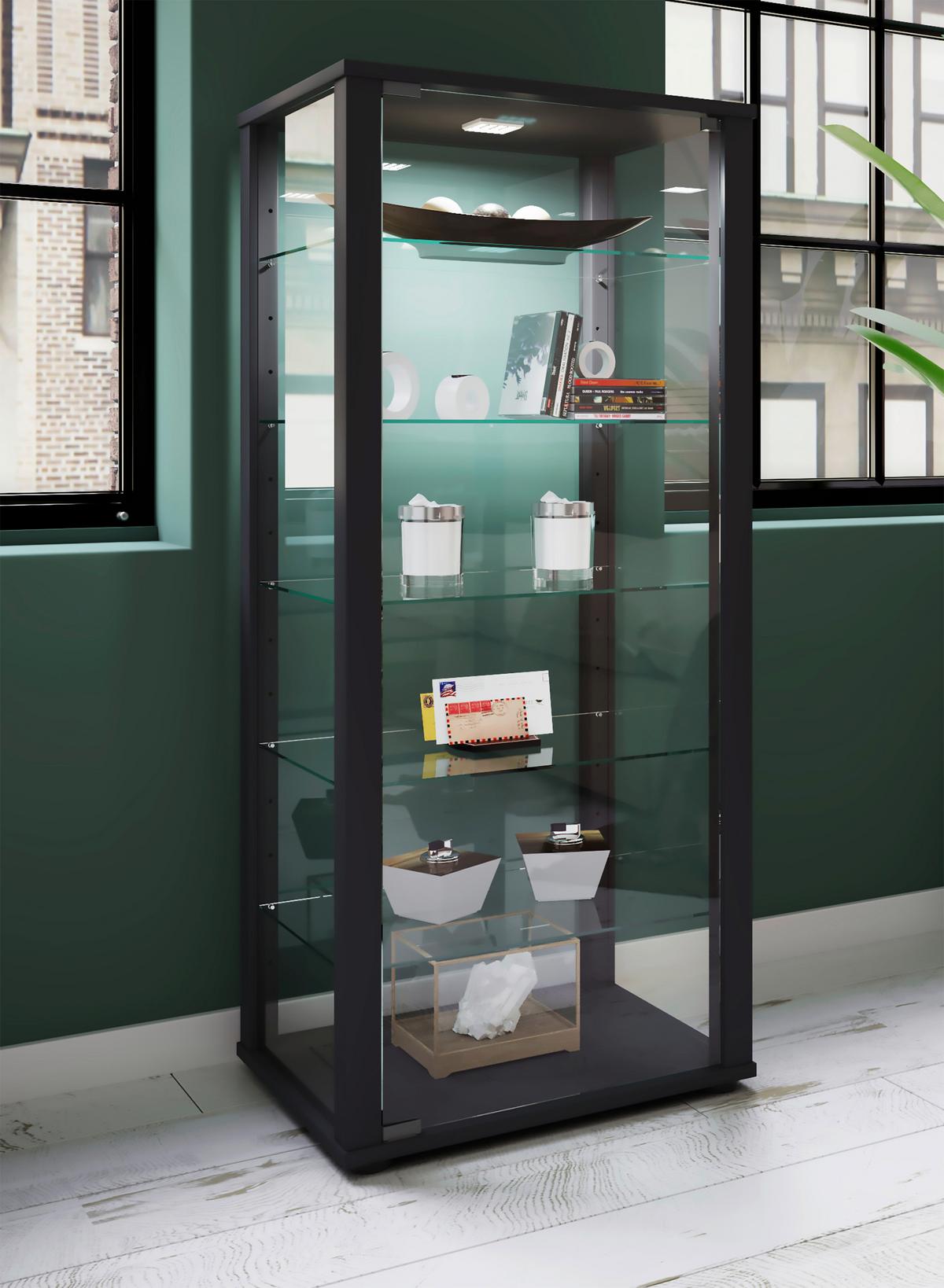 Vitrine Kavisa Schwarz B: 50 Cm - Schwarz, MODERN, Glas/Holzwerkstoff (50/114,5/38cm) - MID.YOU