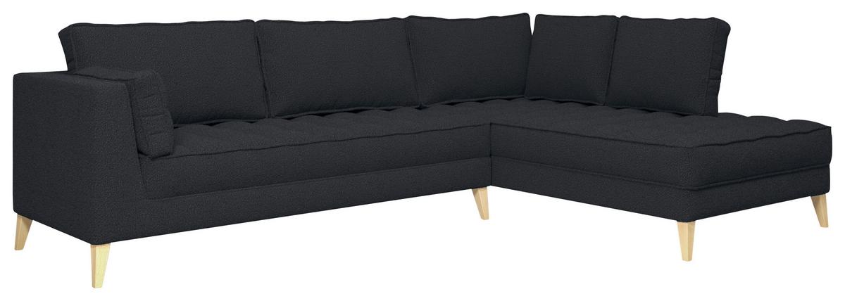 Rohová sedačka DOTI, pravá, černá - černá/přírodní barvy, Design, kompozitní dřevo/textil (310/204cm) - MID.YOU