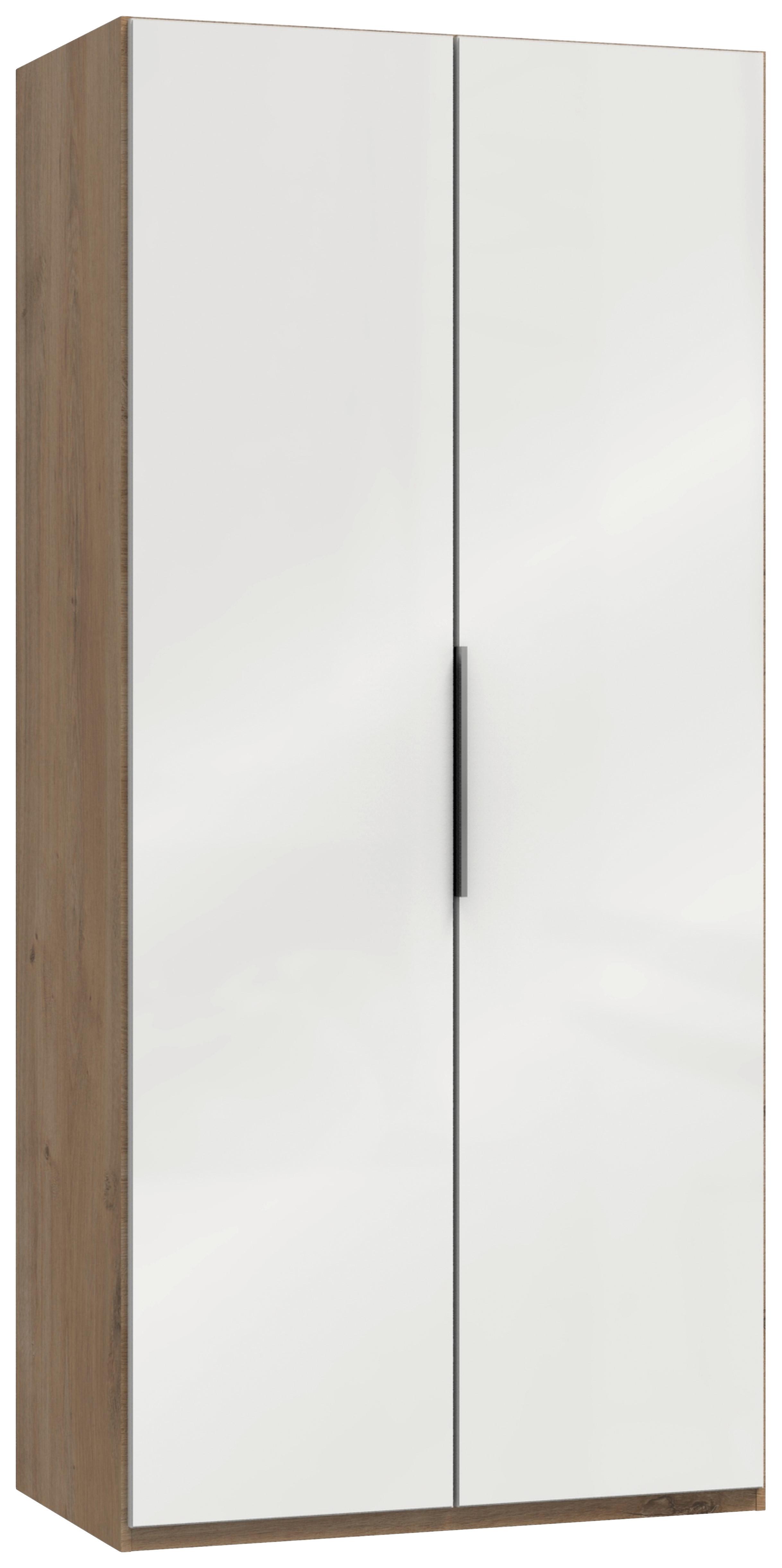 Šatníková skriňa LEVEL 36 D - biela s vysokým leskom/farba duba, Modern, kompozitné drevo (100/216/58cm) - MID.YOU
