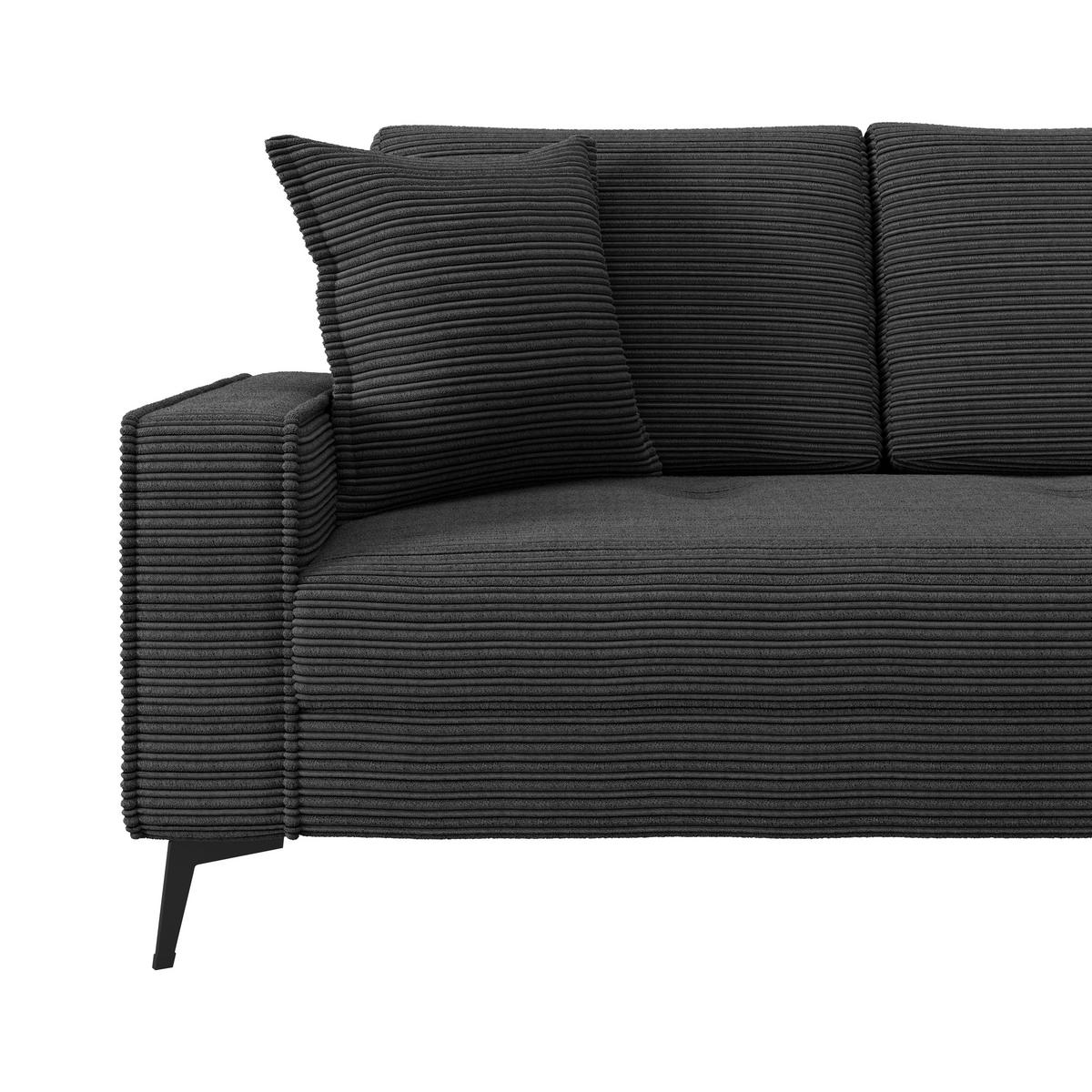 Ecksofa Zero-3s.rec - Schwarz, Trend, Textil (286/173cm)