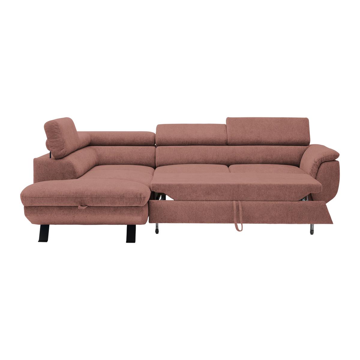 Rohová sedačka RAVEN, ľavá, koralová - koralová/čierna, Modern, kov/textil (198/257cm) - Mömax