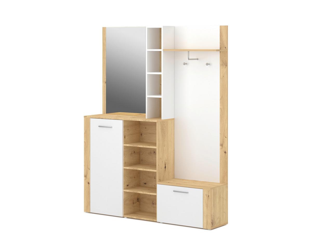 Predsieňový nábytk VIZA, dub artisan, biela - biela/dub artisan, Konventionell, kompozitné drevo (150/190/31,8cm)