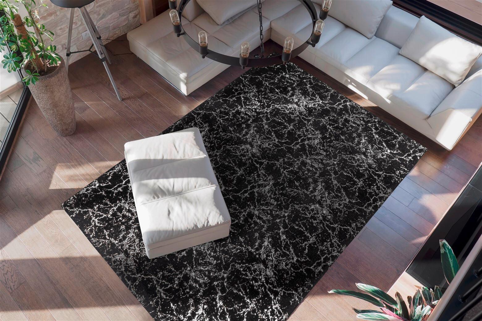 Teppich Bijou 225 Schwarz/Silberfarben, 80x150cm - Silberfarben/Schwarz, KONVENTIONELL, Textil (80/150cm)