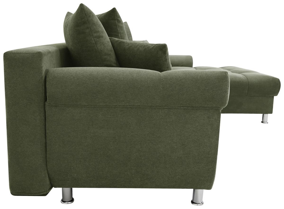 Rohová sedačka ERICE, pravá, zelená - zelená/barvy chromu, Design, textil/plast (312/198cm)
