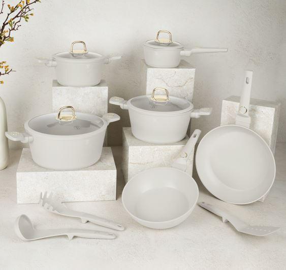 Kochtopfset 15--Teilig., Creme - Creme, Basics, Metall