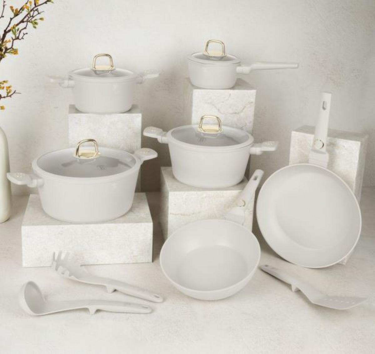 Kochtopfset 15--Teilig., Creme - Creme, Basics, Metall