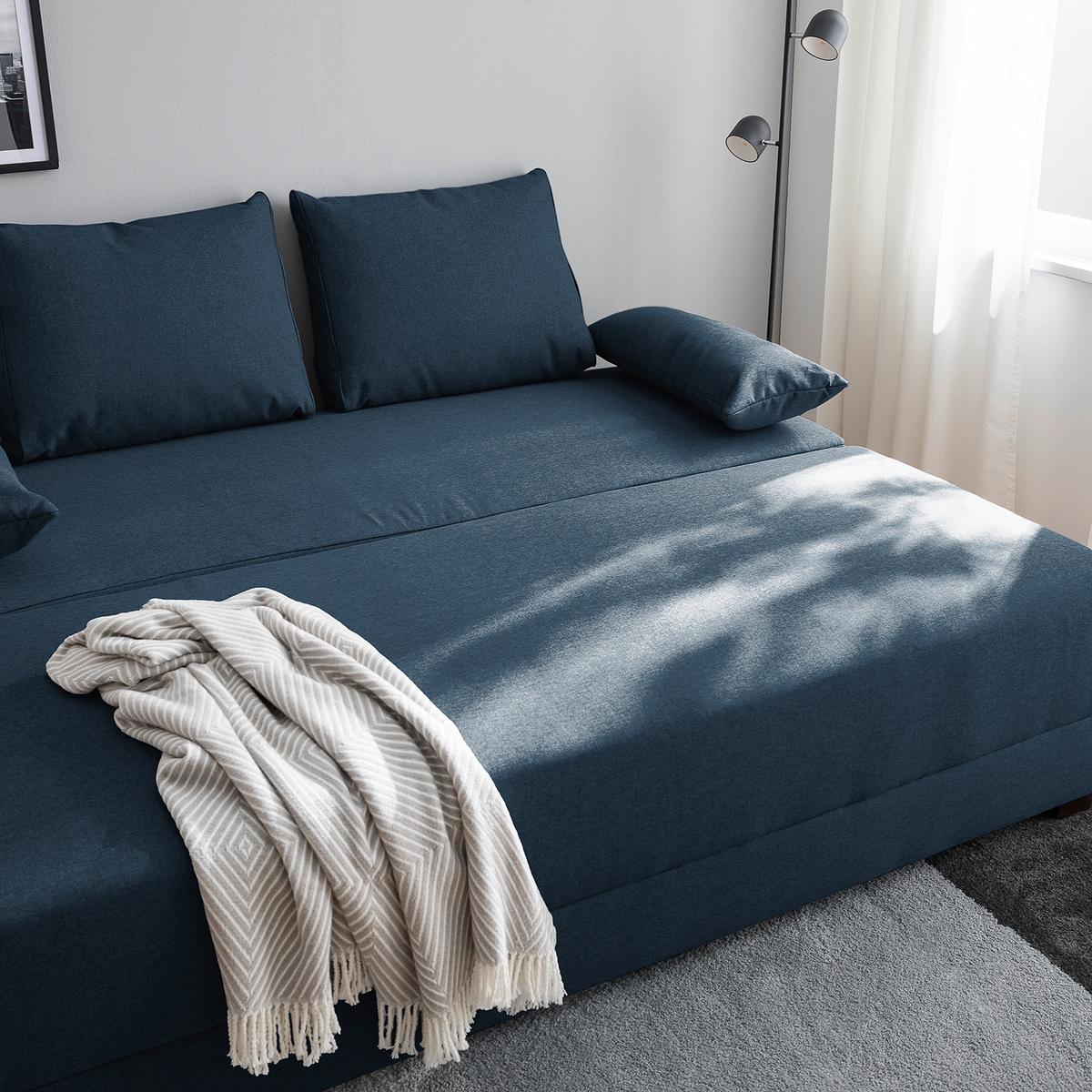 Schlafsofa Dingo, Dunkelblau B: 202 cm - Dunkelbraun/Dunkelblau, Design, Textil (202/85/110cm) - MID.YOU