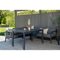 Loungegarnitur 5-Tlg Ramos aus Metall/Textil mit Kissen - Schwarz/Grau, KONVENTIONELL, Textil/Metall (294/210cm) - Gardenson
