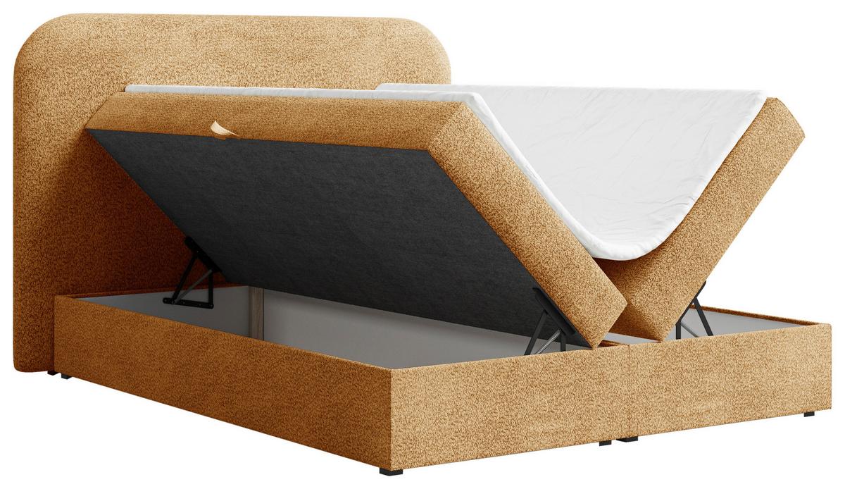 Boxbett London mit Topper 160x200 - Rostfarben/Schwarz, MODERN, Holz/Kunststoff (160/200cm) - Livetastic