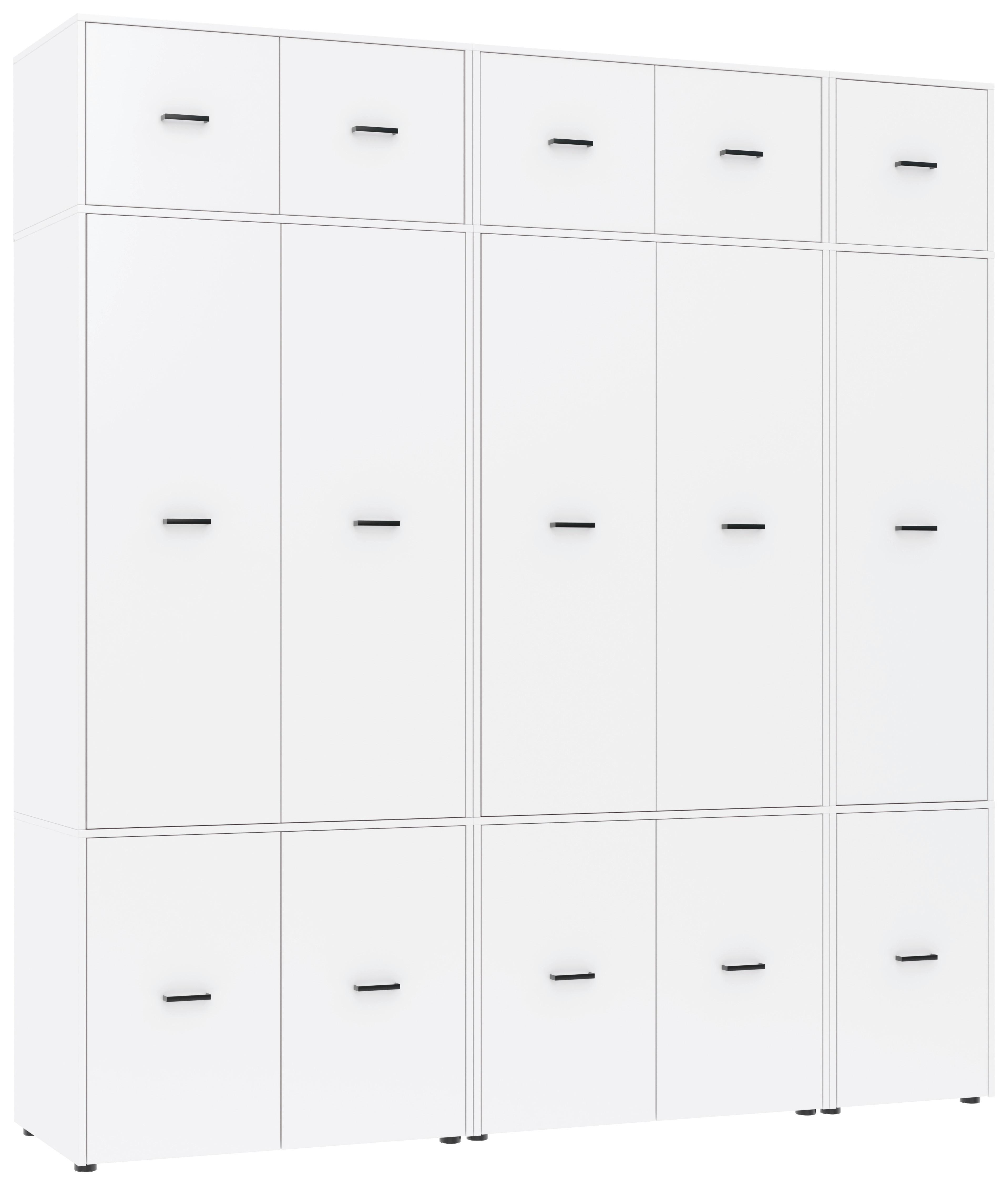 Kleiderschrank Kivo Weiß, B: 225 cm - Weiß, Basics, Holzwerkstoff (225/239,40/52,1cm)