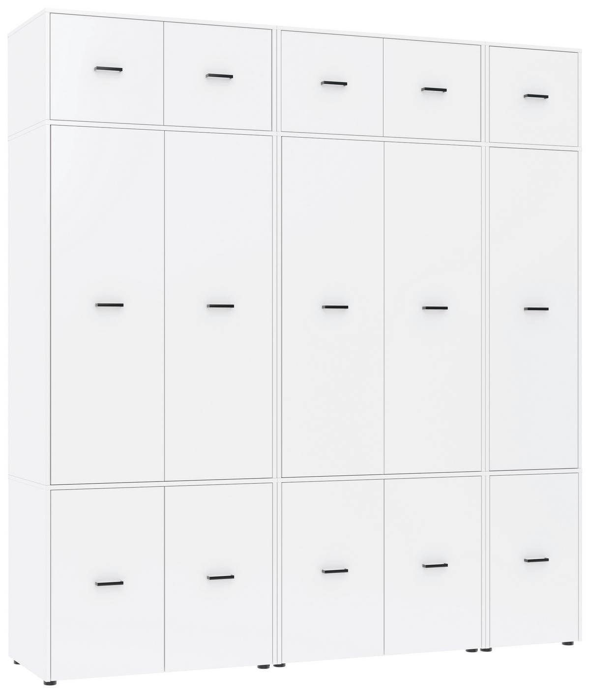 Kleiderschrank Kivo Weiß, B: 225 Cm - Weiß, Basics, Holzwerkstoff (225/239,40/52,1cm)