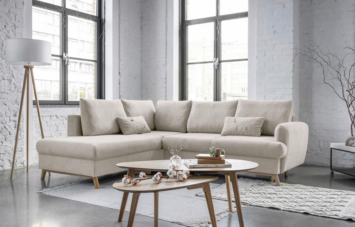 Ecksofa Scanddic Lagom Beige S: 202x242 cm - Beige/Naturfarben, Textil (202/242cm) - MID.YOU