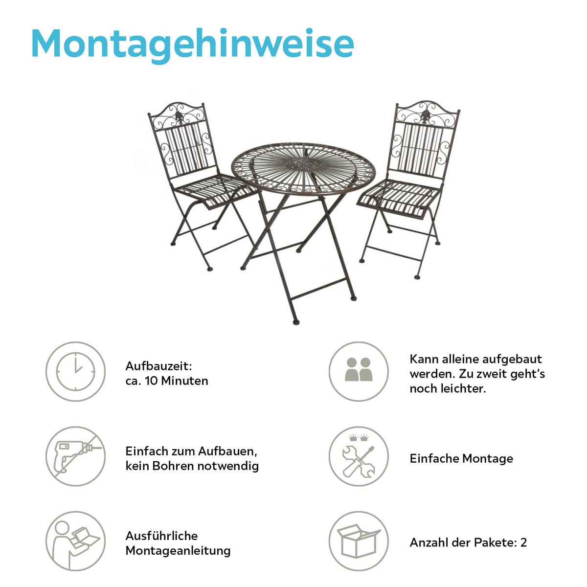 Balkonmöbel Set Mangan Metall - Rostfarben, Basics, Metall (40/92/39cm) - Gardenson