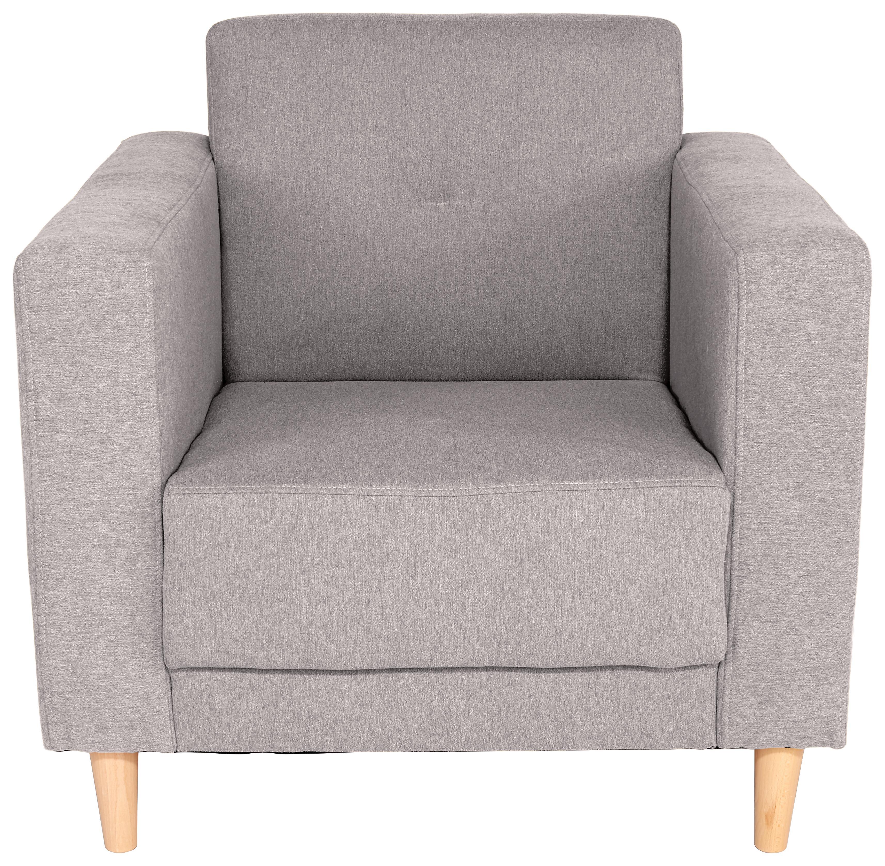 Fernsehsessel Geneve - Hellgrau/Naturfarben, MODERN, Textil (81/81/75cm)