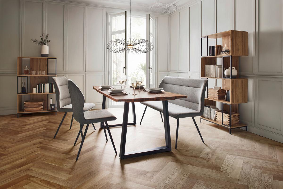 Jídelní židle Eva šedá - šedá/černá, Moderní, kov/dřevo (49/91/59cm) - Bessagi Home