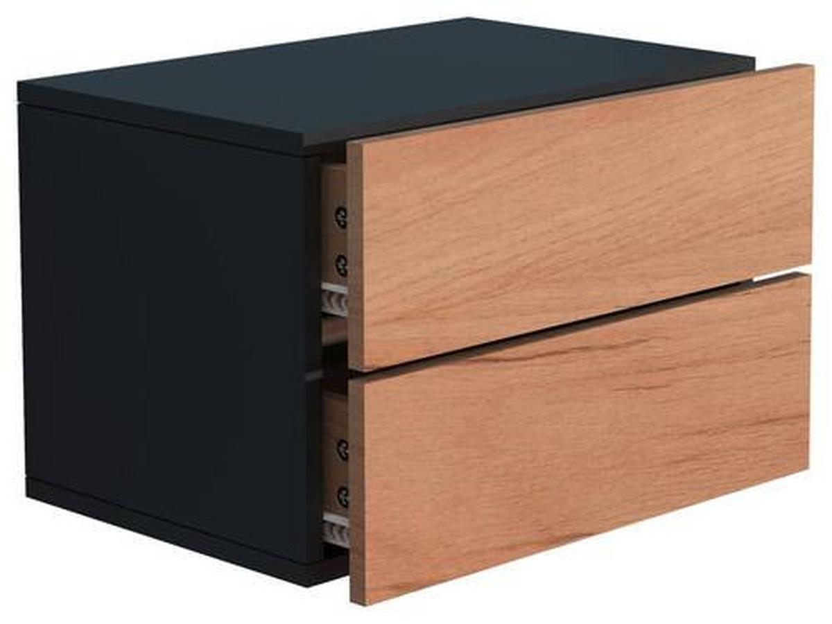 Nachtkästchen USAl L B: 45 cm Schwarz/Eiche Dekor - Eichefarben/Schwarz, MODERN, Holzwerkstoff (45/30/32cm) - MID.YOU