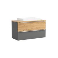 Waschtischkombi Verona Weiß/Wildeiche B: 100cm - Wildeiche/Weiß, Trend, Holzwerkstoff/Stein (100/63/47cm) - Held
