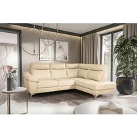 Ecksofa Luna Teilleder beige 242x194 - Chromfarben/Beige, Design, Leder/Textil (242/194cm) - MID.YOU