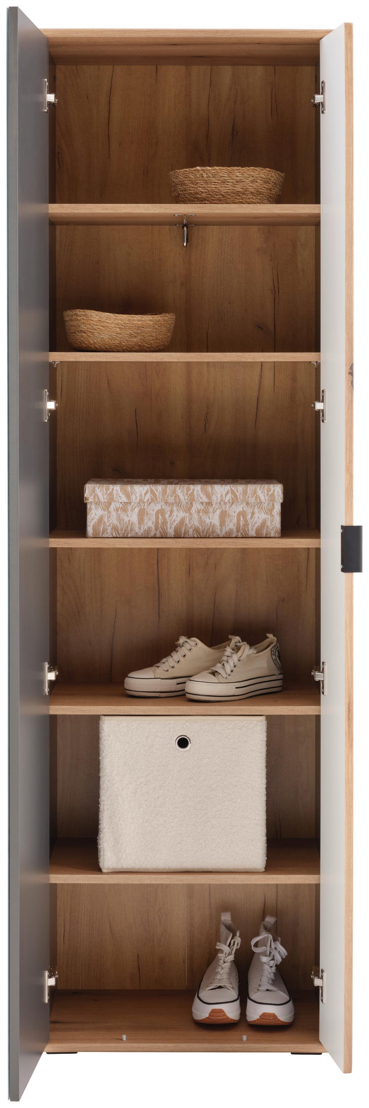 Garderobenschrank Clever Anthrazit B: 55,5 cm - Eichefarben/Anthrazit, MODERN, Glas/Holzwerkstoff (55,5/193/38cm)