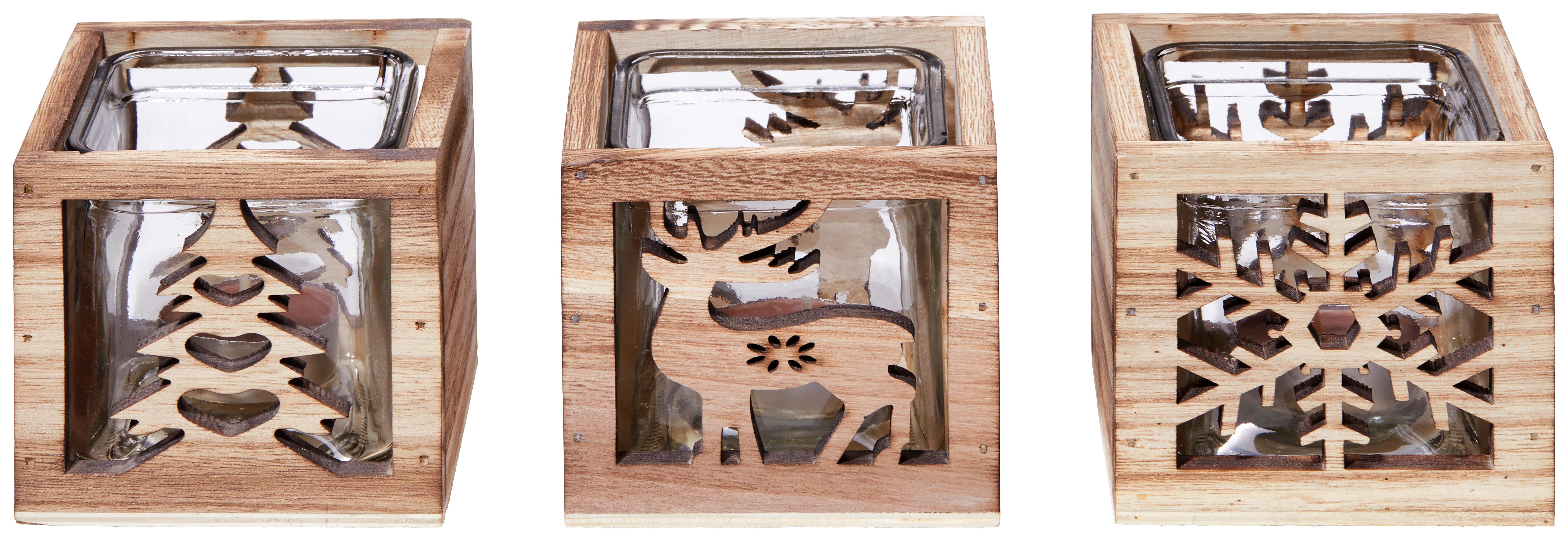 Teamécsestartó A17101922xxxl - Natúr, modern, Üveg/Fa (9,4/8,6/9,4cm)