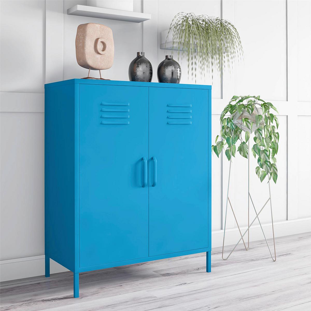 Highboard Cache Blau B: 80cm - Blau, Design, Metall (80/101/40cm) - MID.YOU