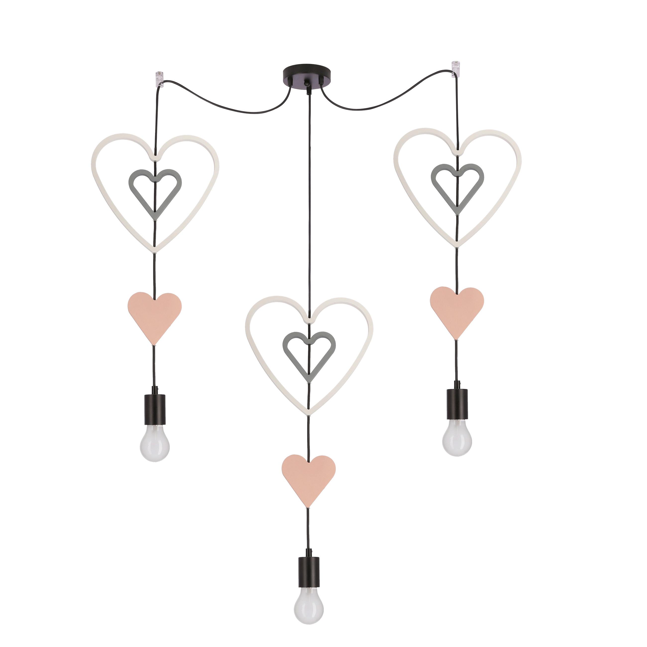 KINDERHÄNGELEUCHTE TRIO HHH - Pink/Weiß, Basics, Holzwerkstoff/Metall (100/27/100cm)