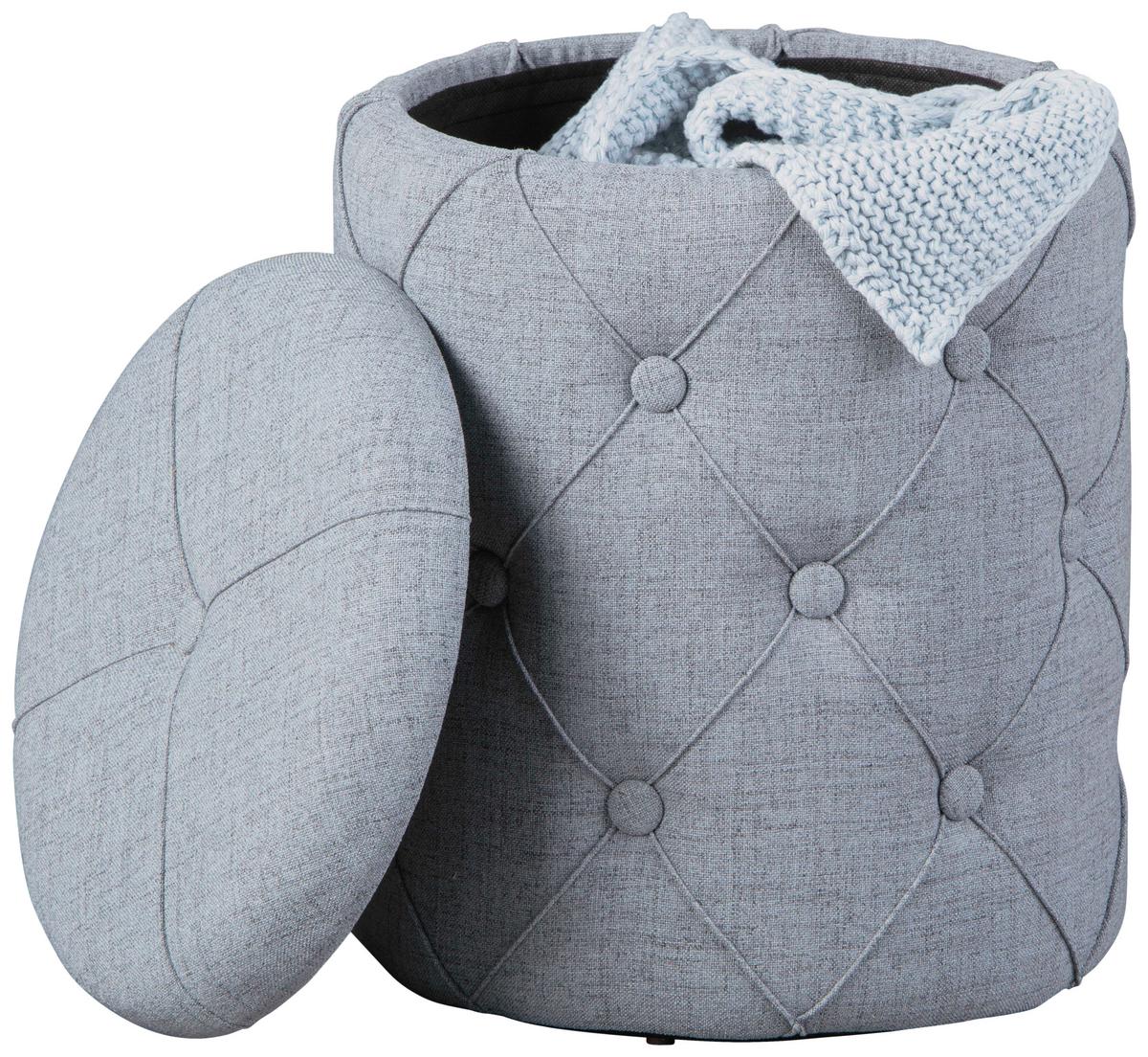 Hocker mit Stauraum Yapak Webstoff Grau H: 40 cm Rund - Grau, KONVENTIONELL, Holzwerkstoff/Kunststoff (34/40/34cm) - MID.YOU