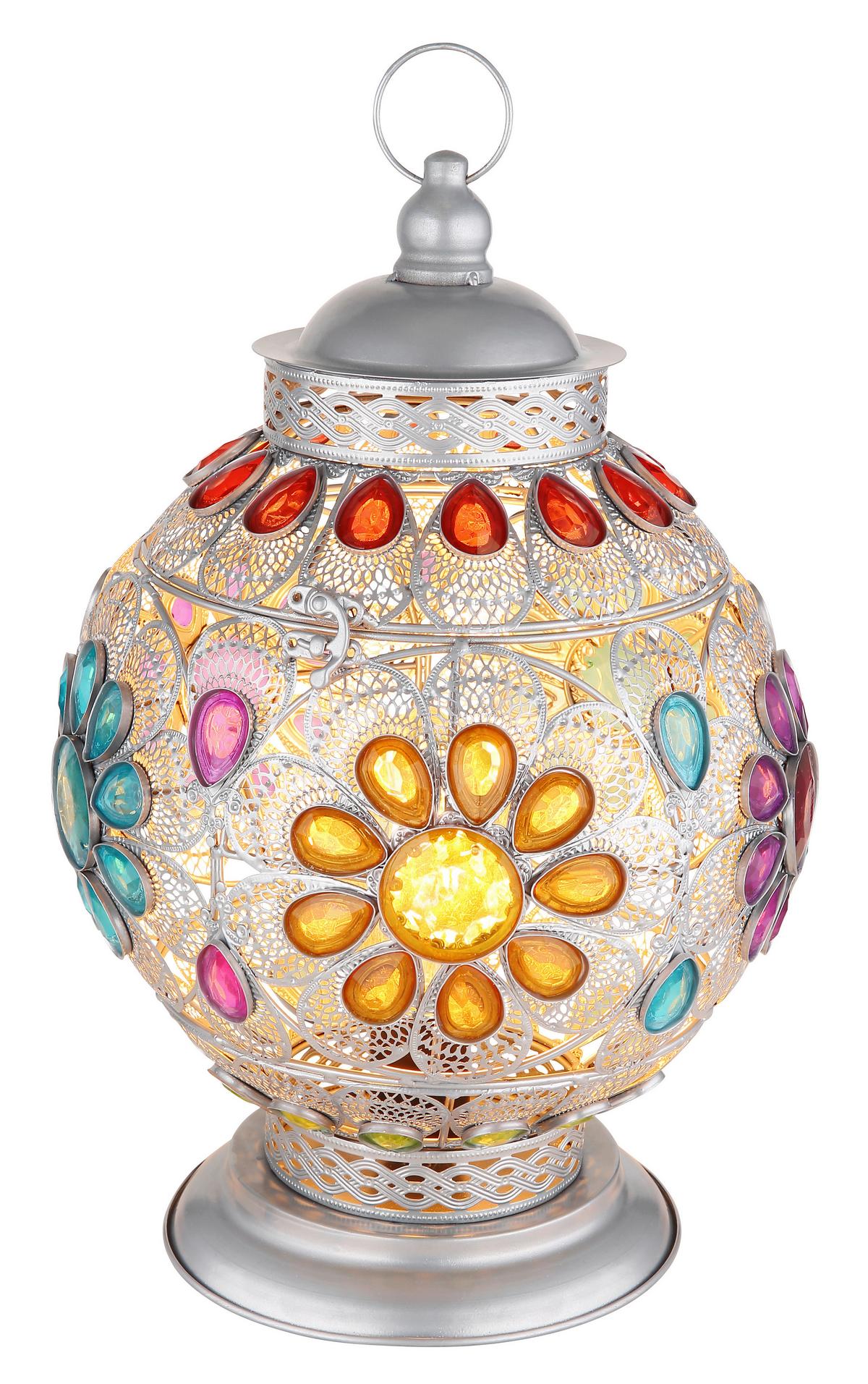 Tischleuchte 15658t - Silberfarben/Multicolor, KONVENTIONELL, Kunststoff/Metall (27/39,5cm) - Globo