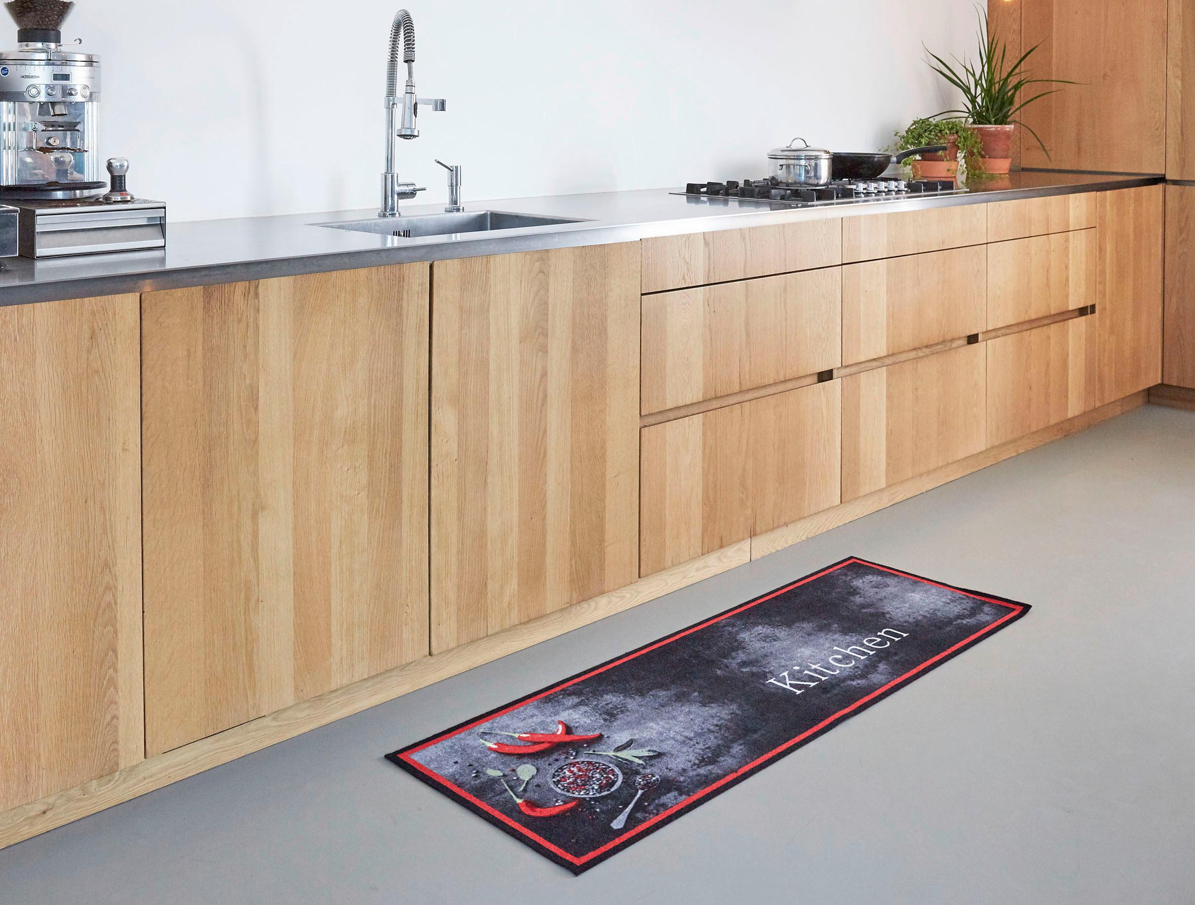 Dveřní Rohožka Kitchen, 50/150cm - antracitová/červená, Moderní, textil (50/150cm) - Modern Living