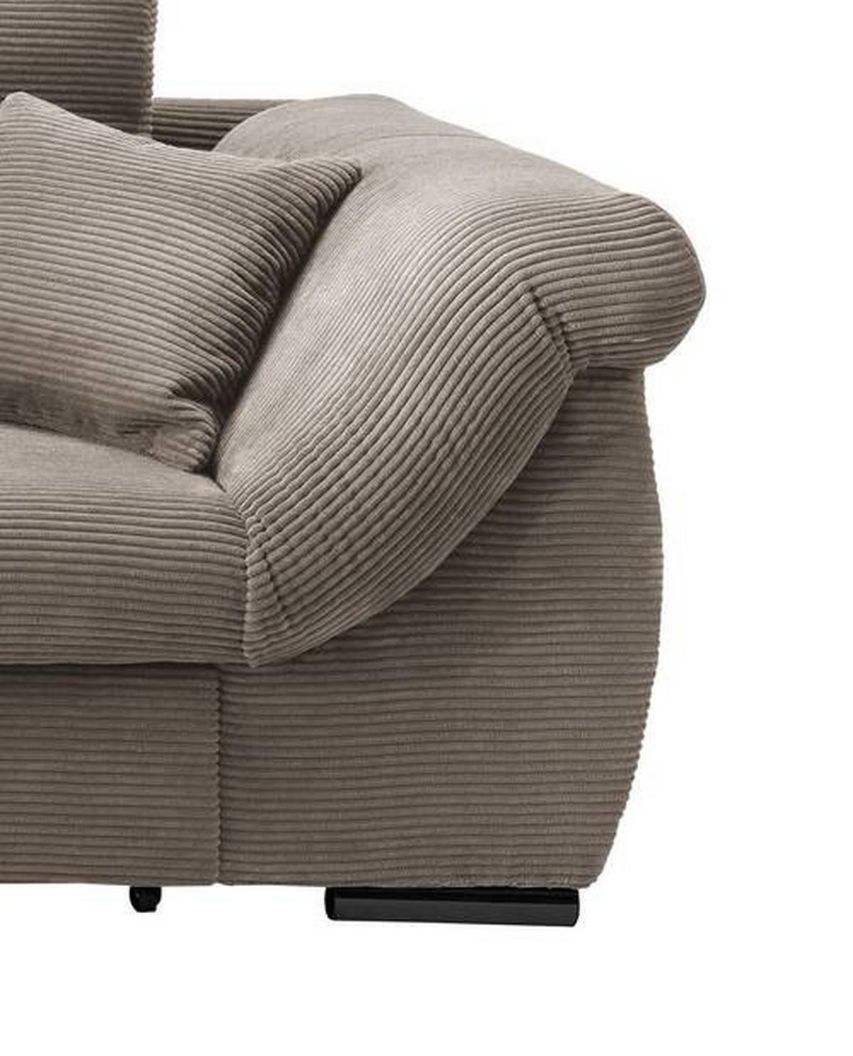 Ecksofa Federico Graubraun S: 188/302 cm - Graubraun/Schwarz, MODERN, Holz/Textil (188/302cm) - MID.YOU