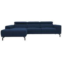 Ecksofa Kopfteil verstellbar Cunelli Dunkelblau Webstoff - Schwarz/Dunkelblau, Design, Textil (175/292cm) - MID.YOU