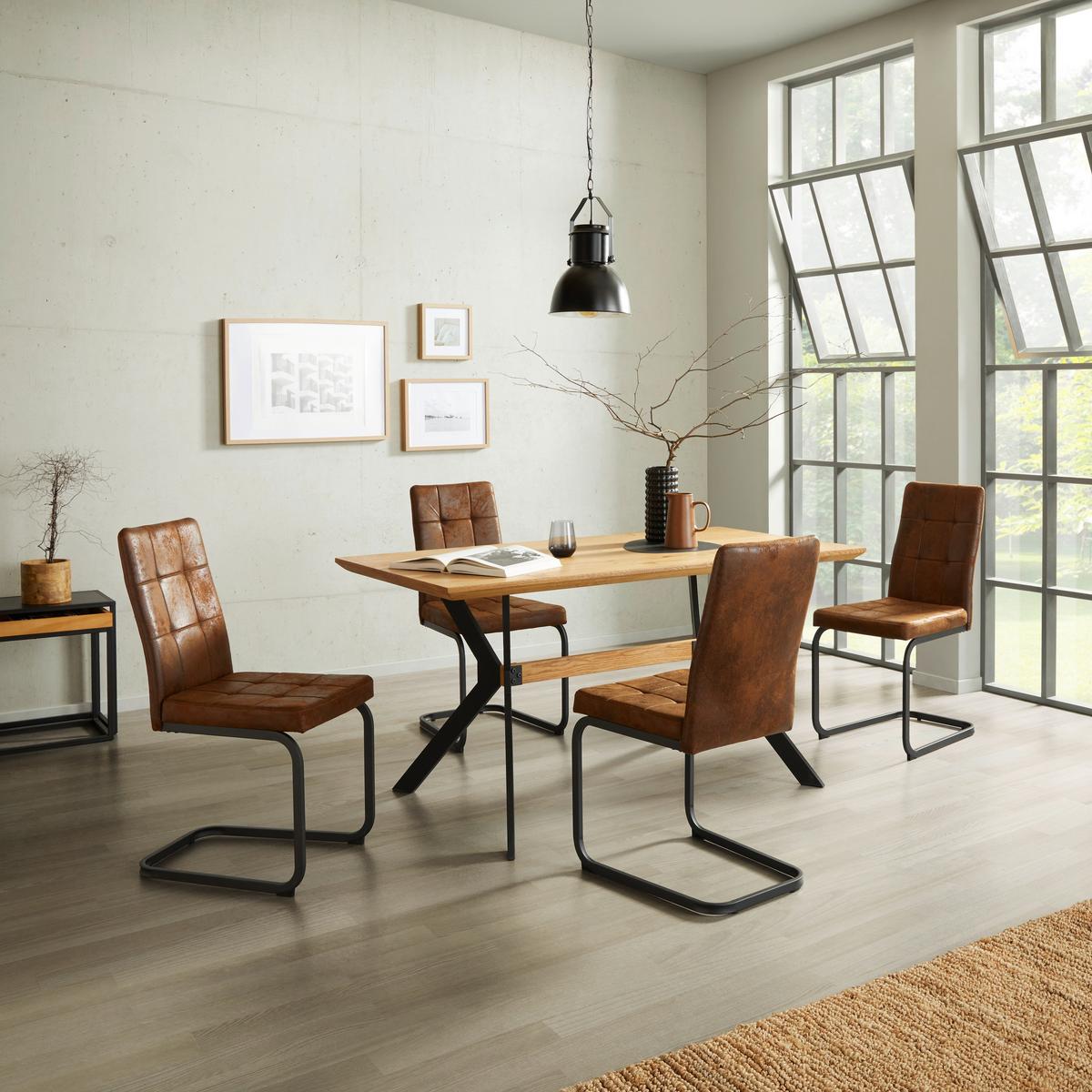 Esszimmerstuhl Radal Braun - Schwarz/Braun, MODERN, Textil/Metall (43/92/56cm) - MID.YOU