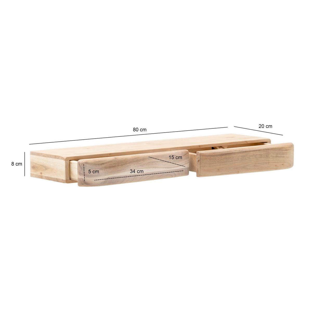 NÁSTĚNNÁ POLICE WL7.387 - barvy akácie, Design, dřevo (80/8/20cm) - Livetastic