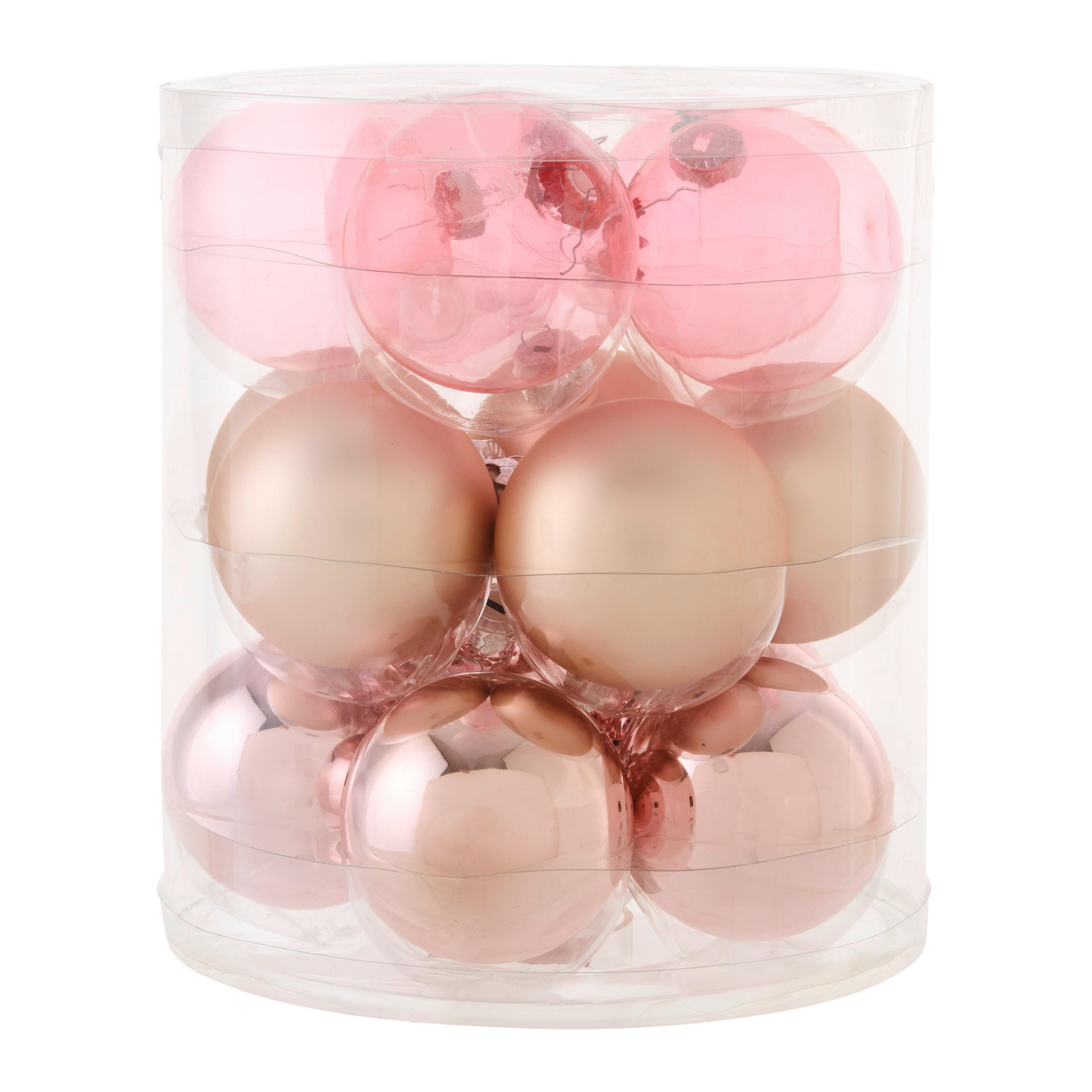 Baňka na vánoční stromeček Noel, Ø: 6cm, 15ks/bal. - barva růžového zlata/barvy zlata, Konvenční, sklo (6cm) - Mömax