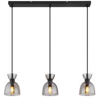 Hängeleuchte Massey Grau Schwarz L: 65 cm - Schwarz/Grau, Design, Glas/Kunststoff (65/13/120cm) - Globo