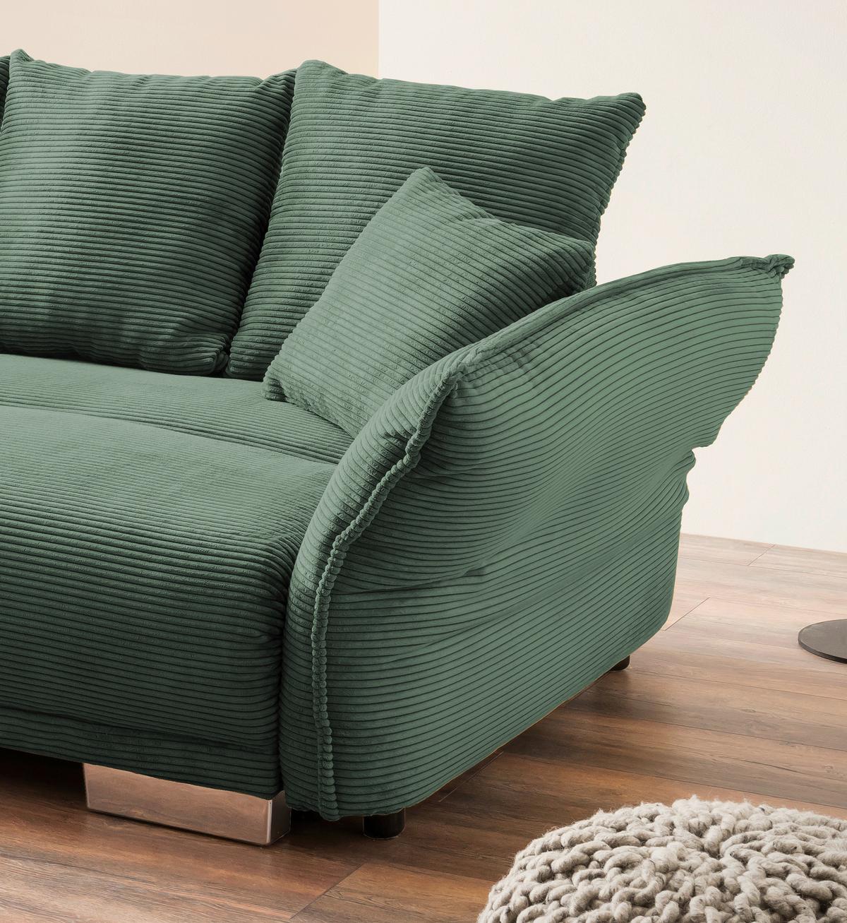 Bigsofa Pera, Dunkelgrün B: 242 cm - Chromfarben/Dunkelgrün, MODERN, Textil (242/71/90/131cm) - Livetastic