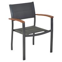 Gartensessel Stapelbar Paxos Aluminium, Akazienholz - Graphitfarben/Naturfarben, MODERN, Holz/Kunststoff (63/84/54,5cm) - Gardenson