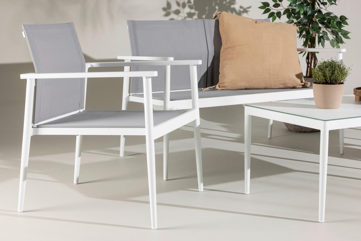 Loungegarnitur Break - Weiß/Grau, KONVENTIONELL, Glas/Textil - Gardenson