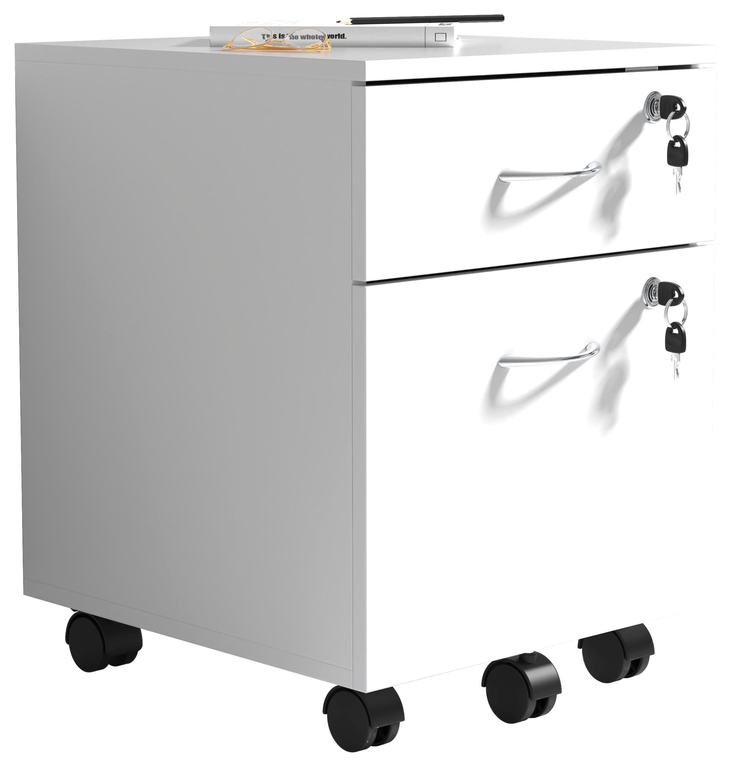 Rollcontainer Baula Weiß B: 40 cm - Weiß, Design, Holzwerkstoff/Kunststoff (40/54/44cm) - MID.YOU