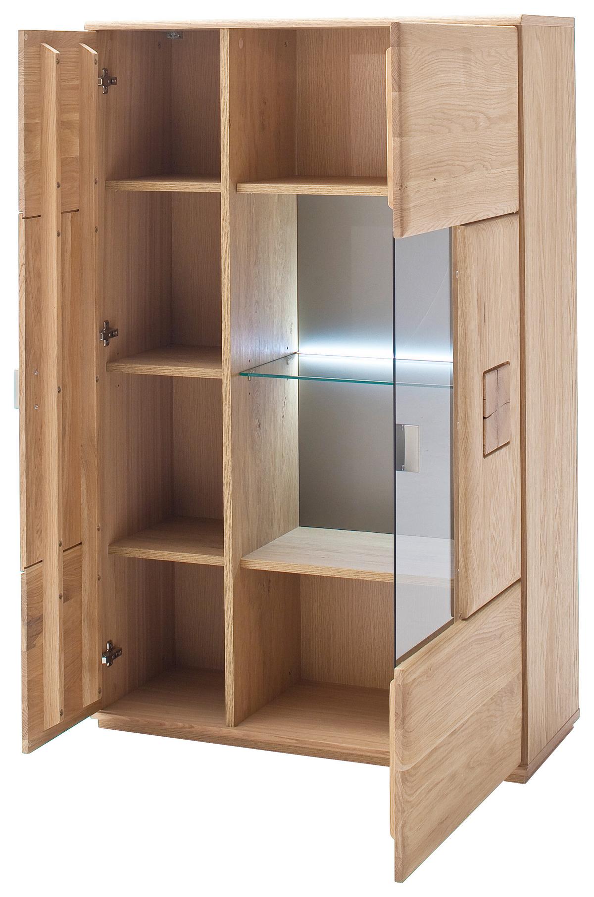 Highboard teilmassiv B: 90 cm Bologna Eichefarben - Eichefarben, Design, Glas/Holz (90/141/38cm) - Livetastic