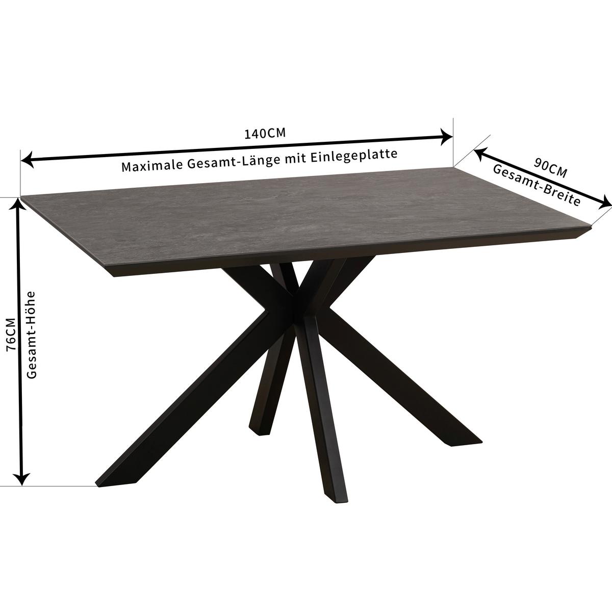 Jídelní stůl STEVE 140x90 - černá, Moderní, kov/kompozitní dřevo (140/76/90cm)