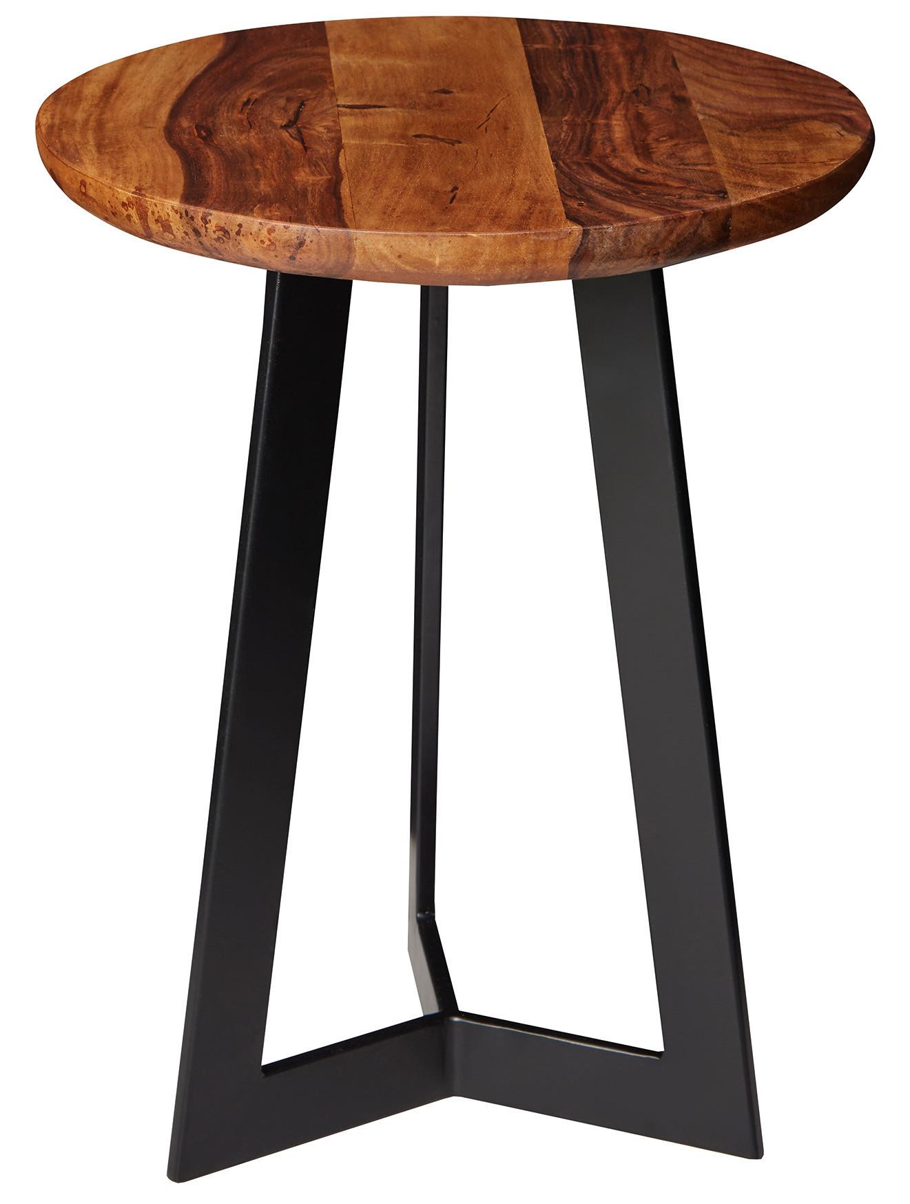 Beistelltisch Rund Mit Holzplatte, Sheesham/Schwarz - Sheeshamfarben/Schwarz, Design, Holz/Metall (35/35/45cm) - MID.YOU