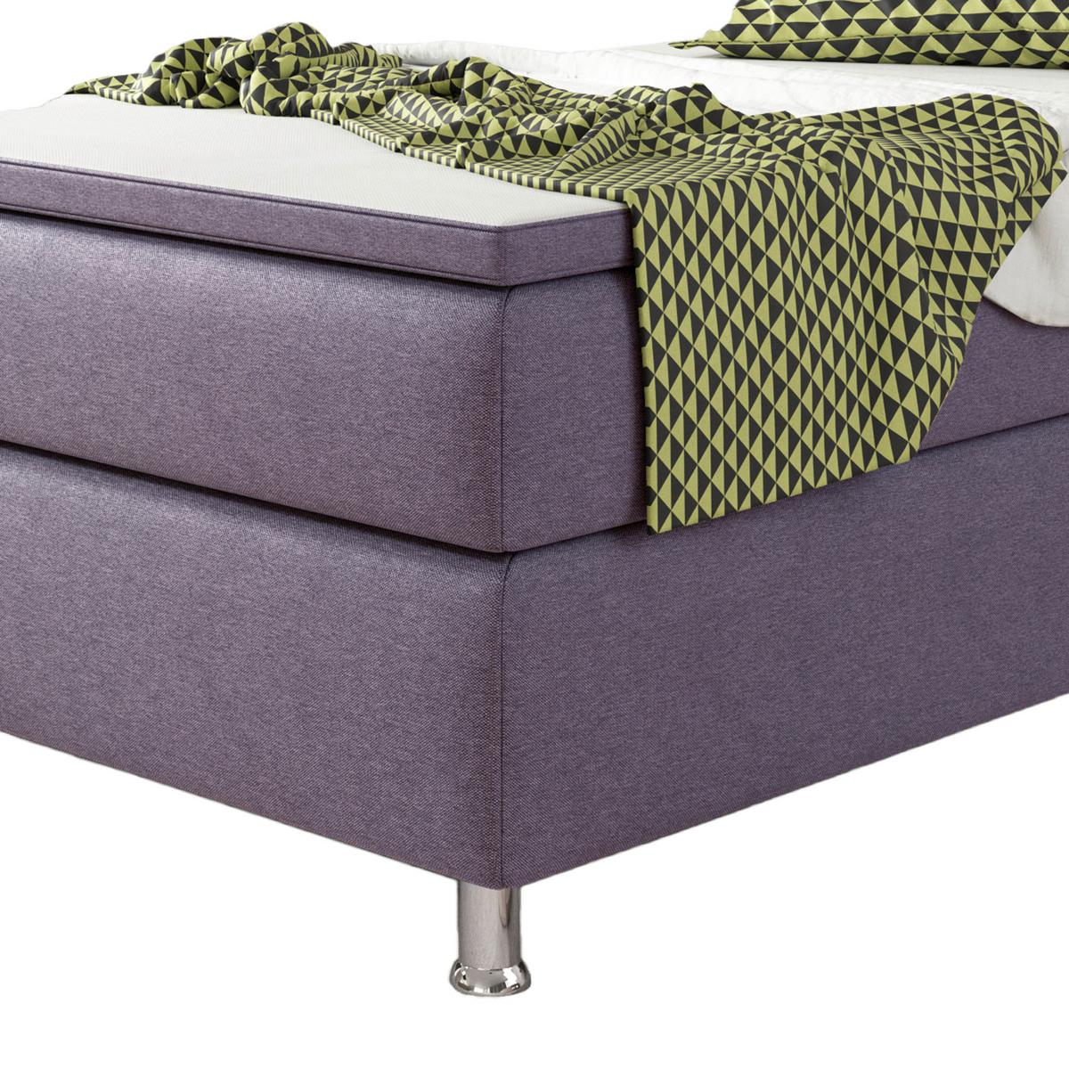 Boxspringbett Mit Topper 90x200 Cm Köln-F - Lila/Silberfarben, KONVENTIONELL, Textil (90/115/210cm) - MID.YOU