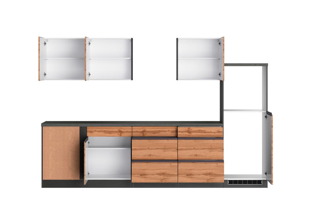 Eckküche Turin Ohne Geräte 240x300 Cm Graphitfarben/eiche - Eiche Wotan/Graphitfarben, Design, Holzwerkstoff (240/300cm) - Held