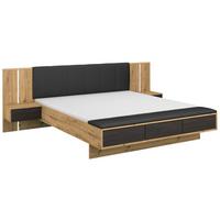 Bettanlage Apollon Eiche Artisan/Schwarz B: 180cm - Schwarz/Eiche Artisan, MODERN, Holzwerkstoff/Textil (180/200cm) - Rauch Möbel