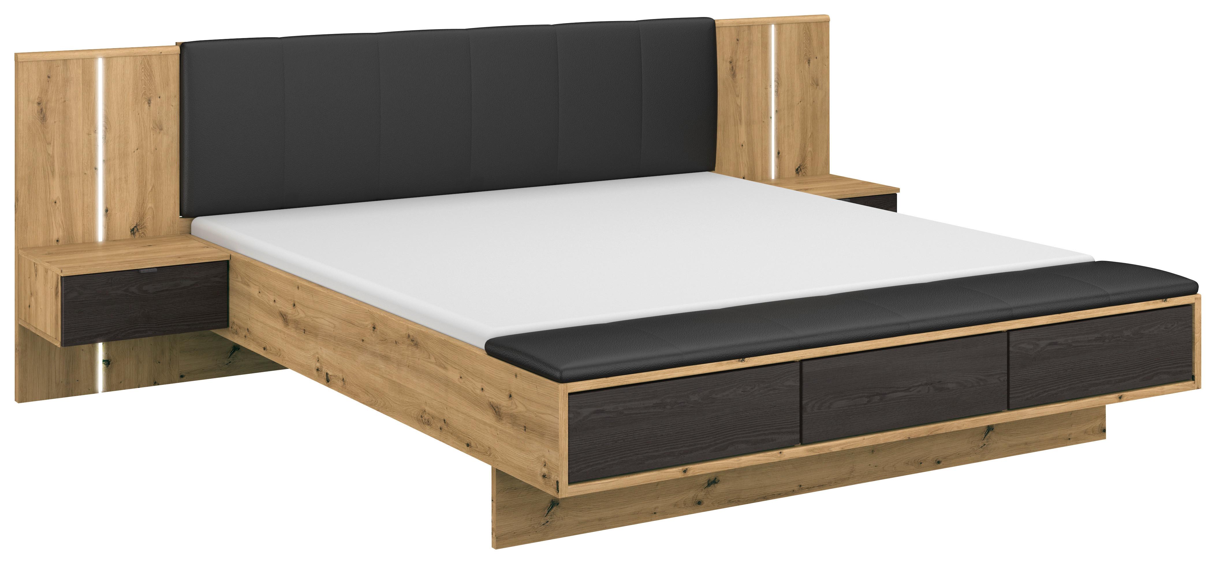 Bettanlage Apollon Eiche Artisan/Schwarz B: 180cm