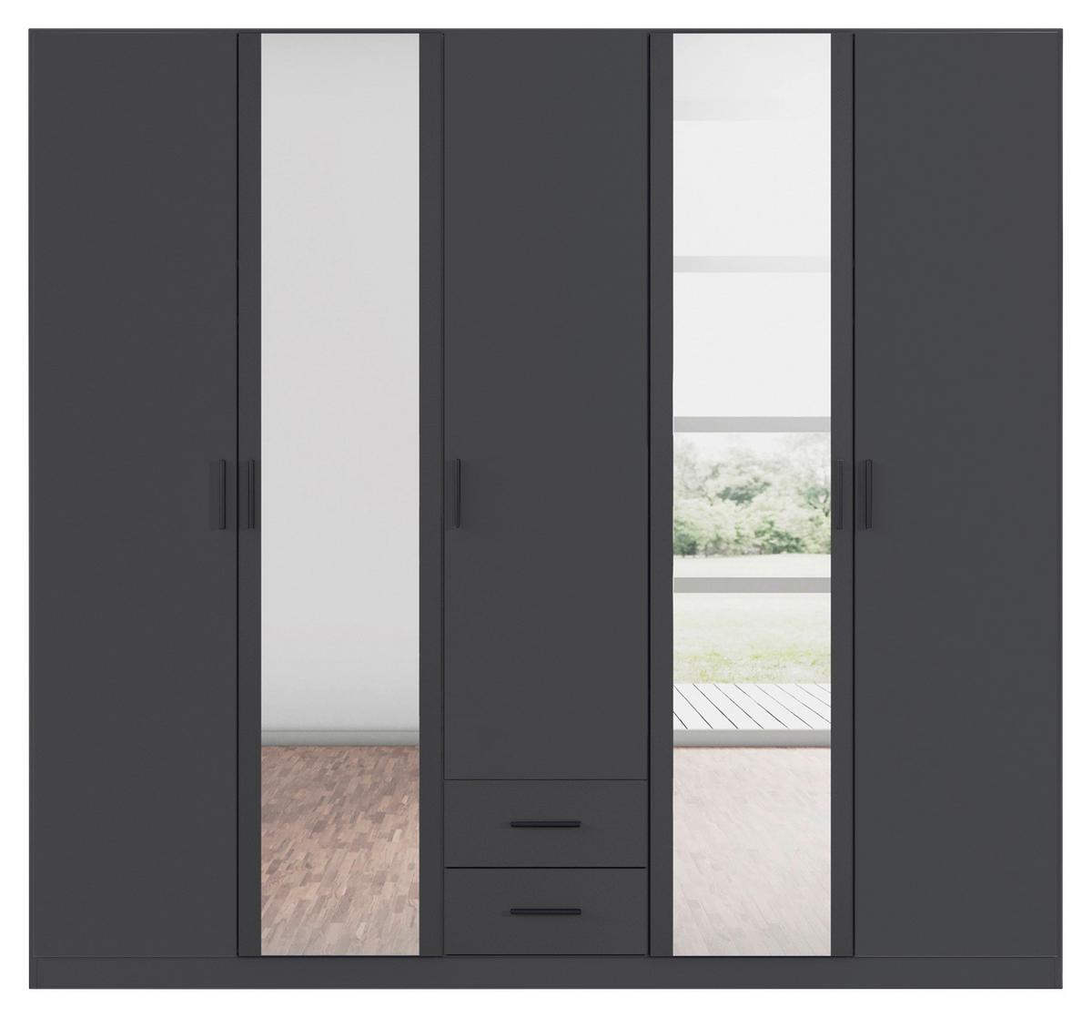 Drehtürenschrank Mit Spiegel 226 Cm Despina - Grau, KONVENTIONELL, Holzwerkstoff (226/210/54cm)